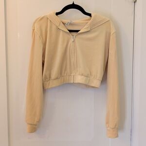 H&M Divided Cropped Velour Hoodie